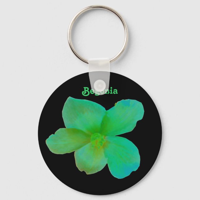 Green Begonia Customizable Keychain (Front)