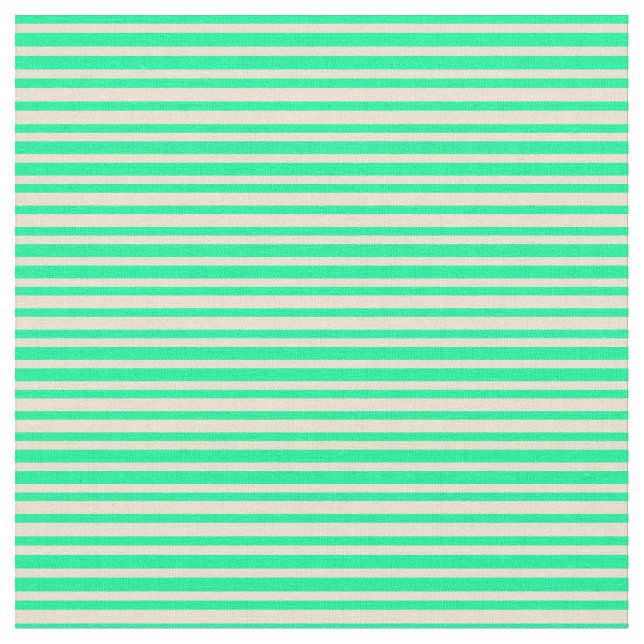 Green & Beige Coloured Stripes/Lines Pattern Fabric (Close Up)
