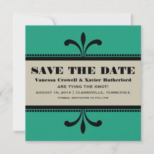 Green/Beige Fancy Art Deco Save the Date Invite