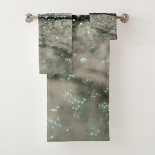 Green Beige Oceanic Glitter Glam 1 Bath Towel Set