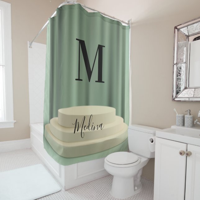 Green Beige Podium Black Monogram Modern Script (In Situ)