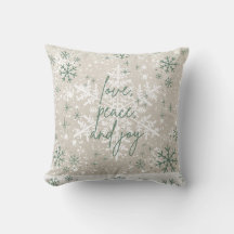 Green Beige Snowflakes Love Peace Joy Holiday