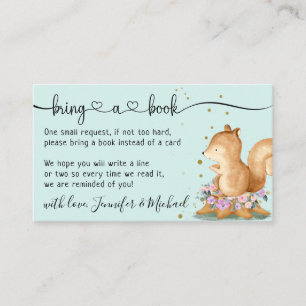 Green Beige Squirrel Bring a book Enclosure Card