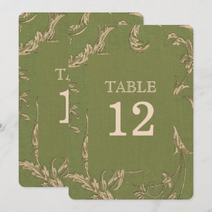 Green Beige Vintage Pattern Burlap Wedding  Invitation