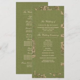 Green Beige Vintage Pattern Wedding Programs