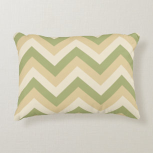 Green Beige Wedding Colours Modern Chevron Pattern Accent Pillow