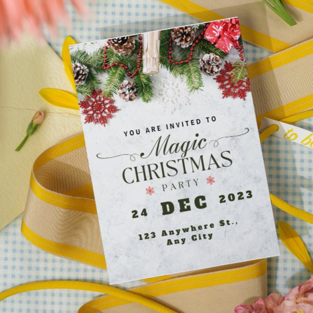 Green Beige White Christmas Party Invitation (Creator Uploaded)