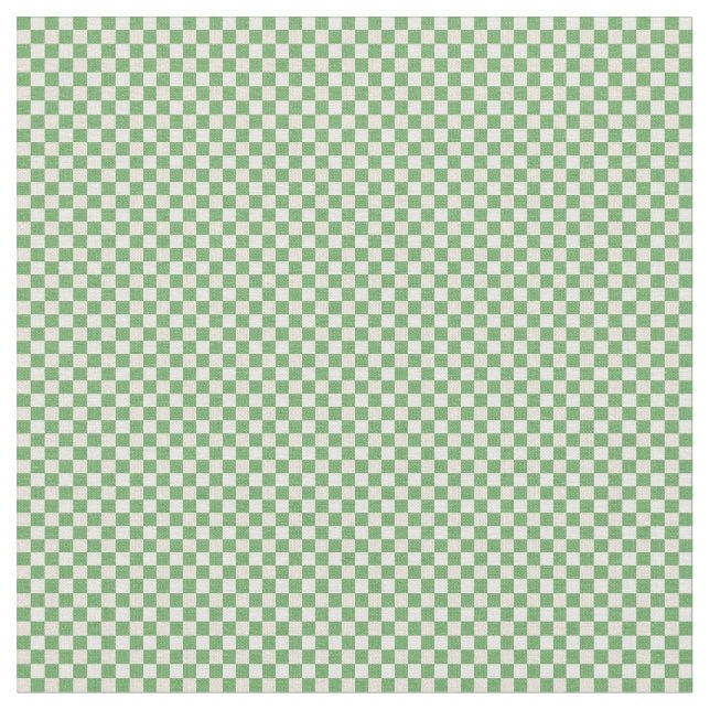 Green, Beige & White Plaid Pattern Fabric (Close Up)
