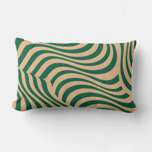 Green Beige Zebra Stripe Modern Minimalist Spring  Lumbar Pillow