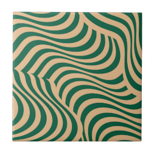Green Beige Zebra Stripe Modern Minimalist Spring  Tile