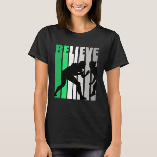 Green Believe Wrestling Motivating Girls Team Retr T-Shirt