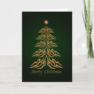 Green Bell  Christmas Tree Greetings Card