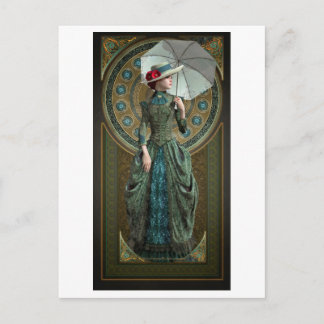 Green Belle Epoque Gown Postcard