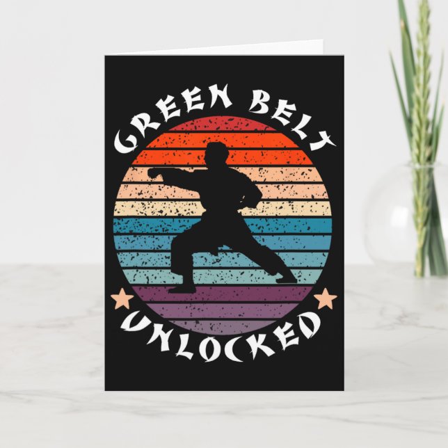 Green Belt Level Unlocked Achievement Karate Keep  Card (Front)