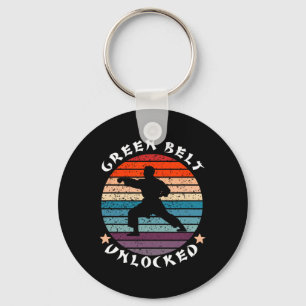 Green Belt Level Unlocked Achievement Karate Keep  Keychain