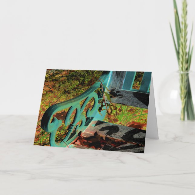 "Green Bench" A Digitally Altered and Edited Photo Card (Front)