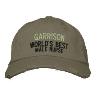 Green Best Male Nurse Custom Name Embroidered Hat