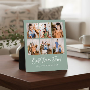 Green Best Mom Ever Six Photo Plaque