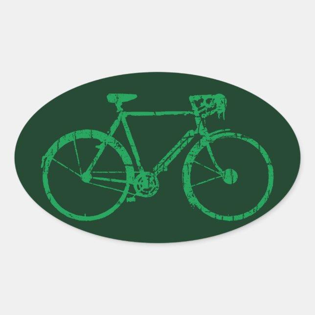 green bicycle . biking cool oval sticker (Front)
