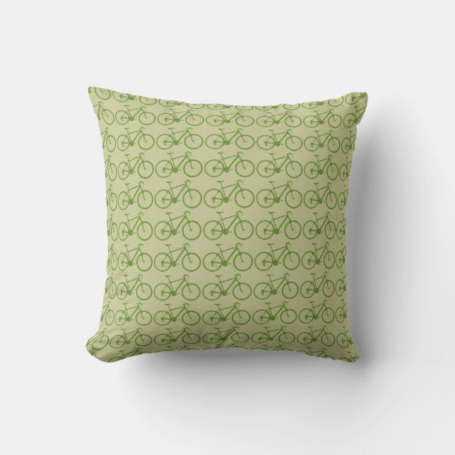green bicycle decorating throw pillow (Front)