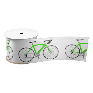 Green Bicycle on White Satin Ribbon