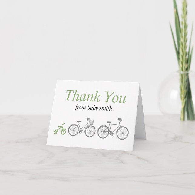 Green Bicycle Thank You Card (Front)