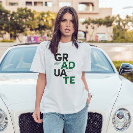 Green Big Bold Angle-Cut Letters Graduation T-Shirt
