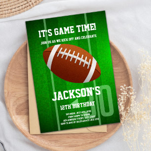 Green Big Football Birthday Invitation