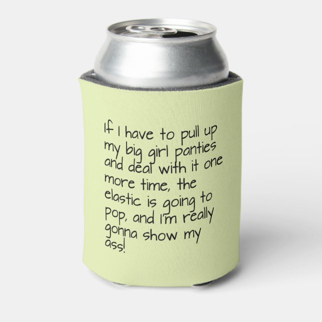 Green Big Girl Panties Saying Name Personalized Can Cooler (Can Back)
