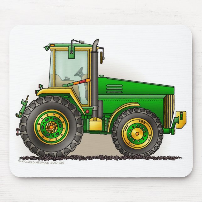Green Big Tractor Mouse Pads (Front)