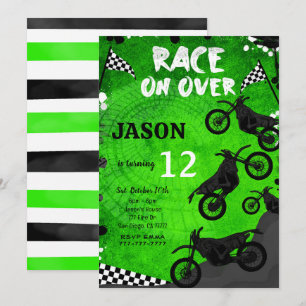 Green Bike Birthday Invitation 