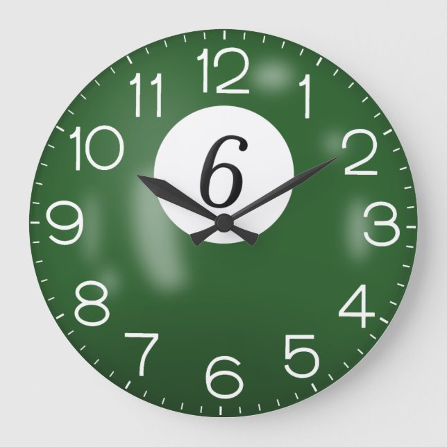 Green Billiard #6 Ball     Large Clock (Front)