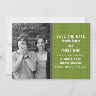 Green Binary Code Photo Save the Date Invite
