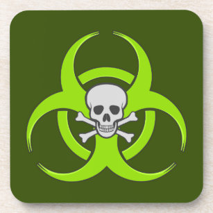Green Biohazard Skull Coaster