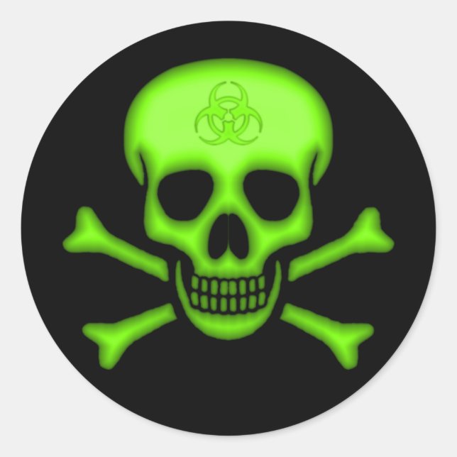 Green Biohazard Skull Sticker (Front)