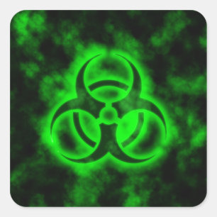 Green Biohazard Square Sticker
