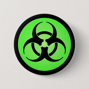 Green Biohazard Symbol 2 Inch Round Button