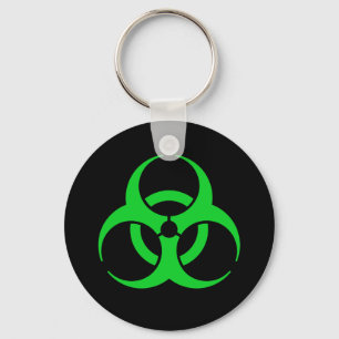 Green Biohazard Symbol Keychain