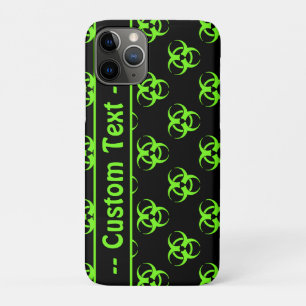 Green Biohazard Symbol Pattern Phone Case w/ Text