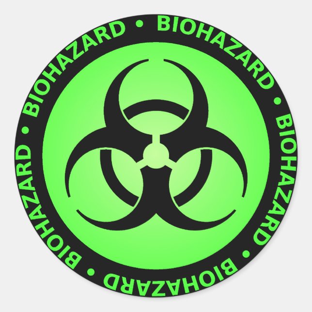 Green Biohazard Symbol Sticker (Front)