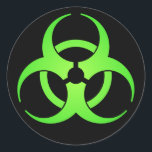 Green Biohazard Symbol Sticker<br><div class="desc">Black sticker with green biohazard symbol.</div>