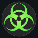 Green Biohazard Symbol Sticker<br><div class="desc">Black sticker with green biohazard symbol.</div>