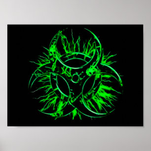 Green biohazard toxic fallout warning sign symbol