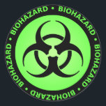 Green Biohazard Warning Classic Round Sticker<br><div class="desc">Green biohazard warning sticker.</div>