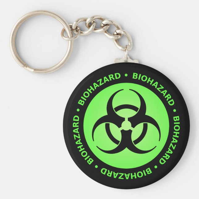 Green Biohazard Warning Keychain (Front)