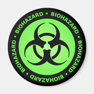 Green Biohazard Warning Magnet