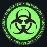 Green Biohazard Warning Sticker<br><div class="desc">Biohazard - green lettering with green and black biohazard symbol design.</div>