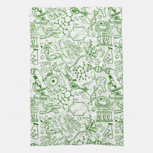 Green Biology Pattern Kitchen Towel