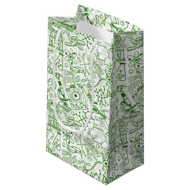 Green Biology Pattern Small Gift Bag (Front Angled)