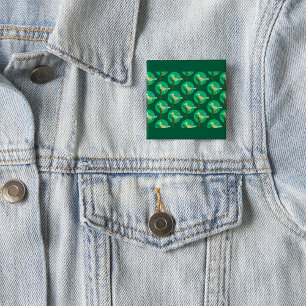 Green Bird and Tree Pattern Nature Inspired  2 Inch Square Button
